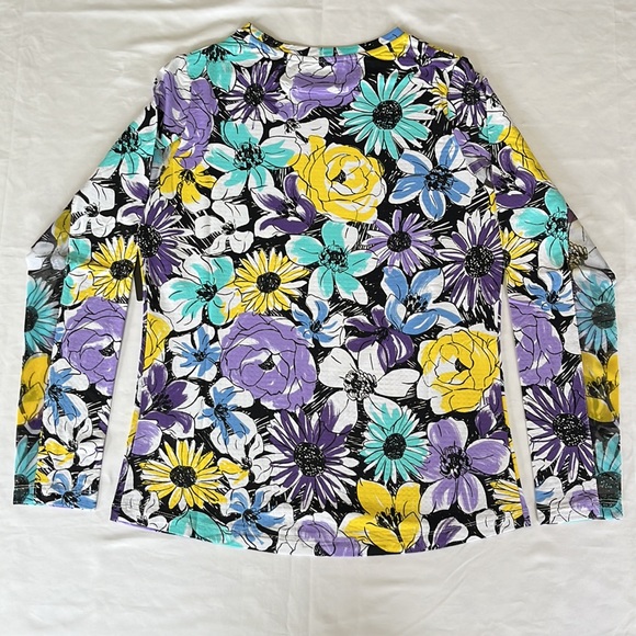 Ibkul Long Sleeve Golf Crew Neck Top Medaline Print Lavander - Picture 5 of 10